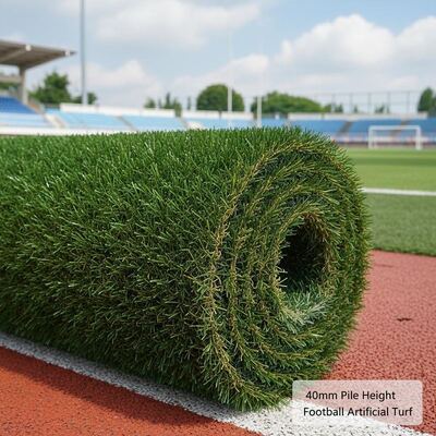 40 mm Wysokość stertu Piłka nożna Sztuczna trawnika z 12000 Dtex i UV odporność dla kortów sportowych